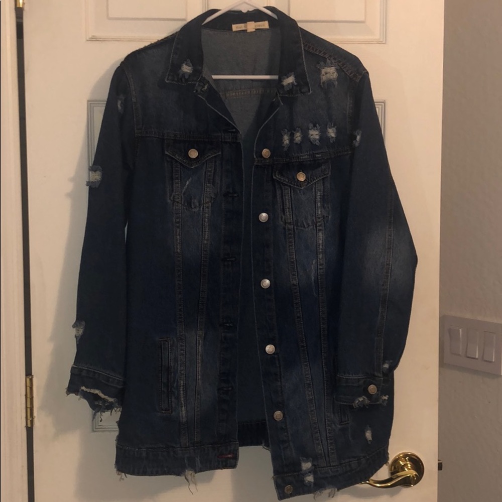 Oversized Distressed Jean Jacket